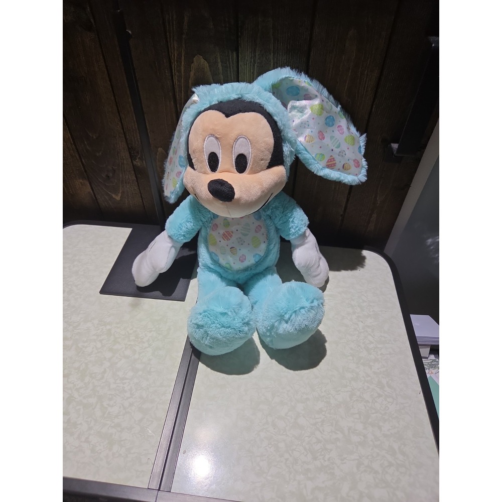Disney Mickey Mouse Blue Easter Bunny Rabbit Plush Stuffed Animal 16" Tall Soft